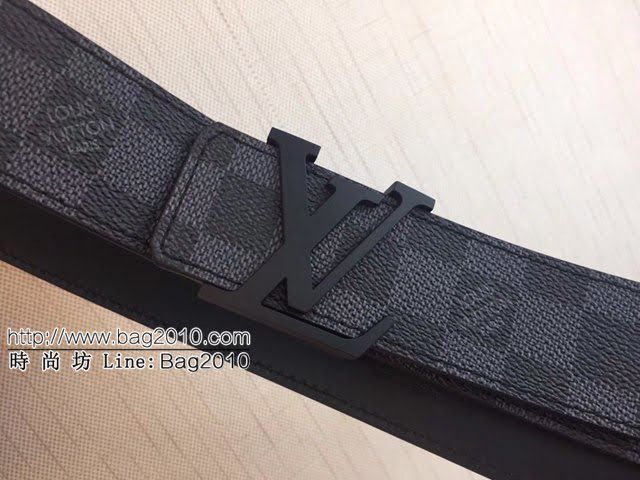 LV新款男士皮帶 路易威登精品原單腰帶 lv黑格皮帶  jjp2237
